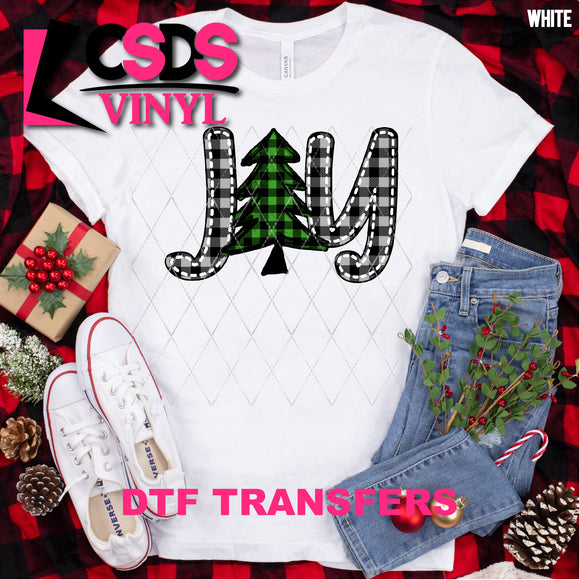 DTF Transfer - DTF000804 Joy Christmas Plaid Word Art