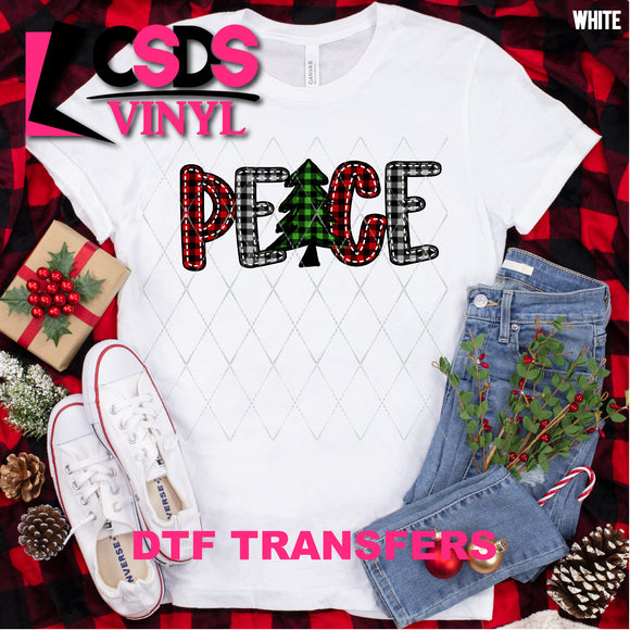DTF Transfer - DTF000805 Peace Christmas Plaid Word Art