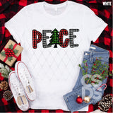 DTF Transfer - DTF000805 Peace Christmas Plaid Word Art