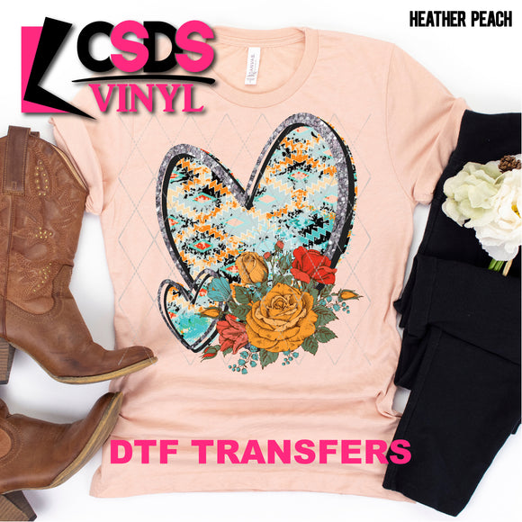 DTF Transfer - DTF000868 Aztec Floral Hearts
