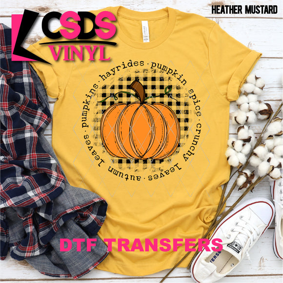 DTF Transfer - DTF000880 Hayrides Pumpkin Spice Plaid Pumpkin