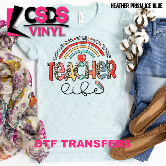 DTF Transfer - DTF000931 Teacher Life Rainbow Leopard
