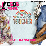 DTF Transfer - DTF000940 5th Grade Teacher Rainbow Leopard