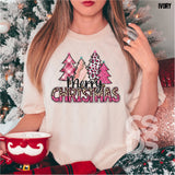 DTF Transfer - DTF001017 Merry Christmas Pink Trees