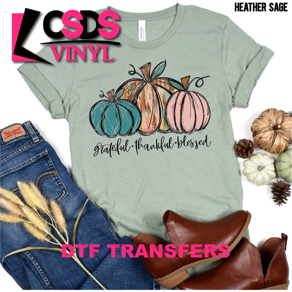 DTF Transfer - DTF001032 Grateful Thankful Blessed Pumpkins