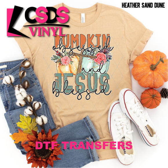 DTF Transfer - DTF001069 Pumpkin Obsessed and Jesus Blessed