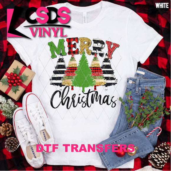 DTF Transfer - DTF001157 Merry Christmas Red Black and Green Trees