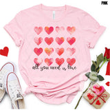 DTF Transfer - DTF001191 All You Need is Love Watercolor Hearts