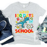 DTF Transfer - DTF001240 Happy 100 Days of School Dinosaur and Bicycle
