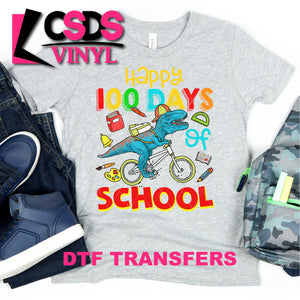 DTF Transfer - DTF001240 Happy 100 Days of School Dinosaur and Bicycle