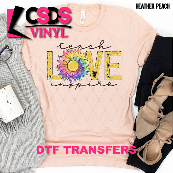 DTF Transfer - DTF001312 Teach Love Inspire Tie Dye Sunflower