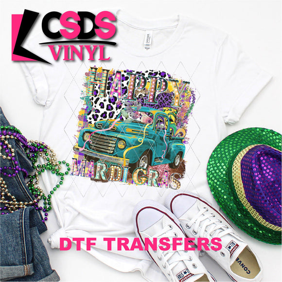 DTF Transfer - DTF001360 Happy Mardi Gras Vintage Truck