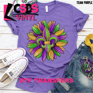 DTF Transfer - DTF001513 Mardi Graw Fleur De Lis Sunflower