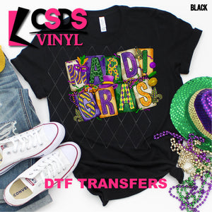 DTF Transfer - DTF001517 Mardi Gras Block Letters