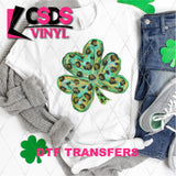 DTF Transfer - DTF001588 Watercolor Clover with Leopard