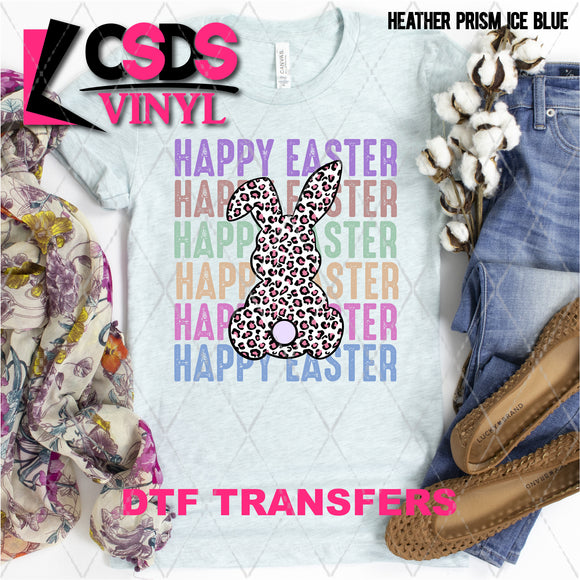 DTF Transfer - DTF001688 Leopard Bunny Happy Easter Stacked Word Art Colorful