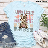DTF Transfer - DTF001697 Leopard Bunny Stacked Happy Easter Word Art