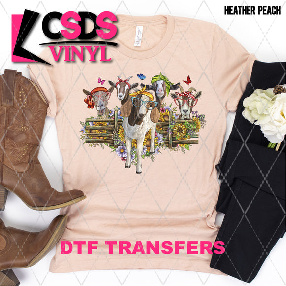 DTF Transfer - DTF001736 Goats with Glasses and Sunflowers