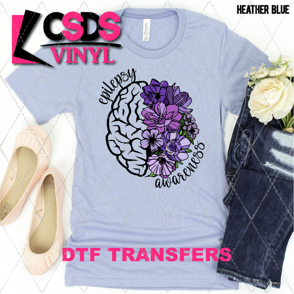 DTF Transfer - DTF001737 Epilepsy Awareness Floral Brain