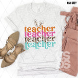 DTF Transfer - DTF001777 Bright Teacher Bunny Stacked Word Art