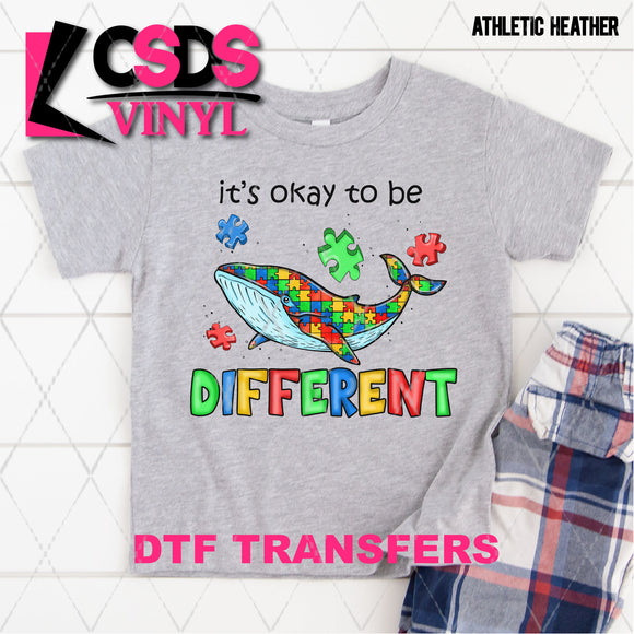 DTF Transfer - DTF001818 It's Ok to Be Different Autism Whale