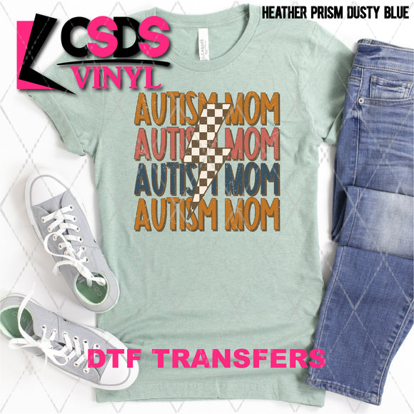 DTF Transfer - DTF001847 Autism Mom Checkered Lightning Bolt