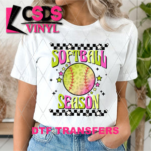 DTF Transfer - DTF001855 Retro Softball Season Pink Yellow & Green