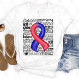 DTF Transfer - DTF001939 Red & Blue Awareness Ribbon Word Art