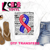 DTF Transfer - DTF001939 Red & Blue Awareness Ribbon Word Art