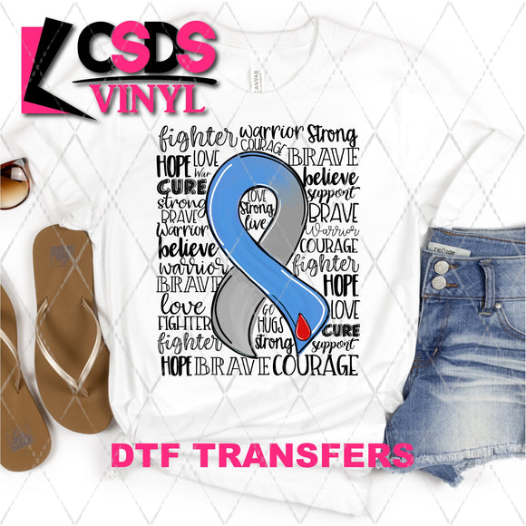 DTF Transfer - DTF001941 Blue & Grey Awareness Ribbon Word Art