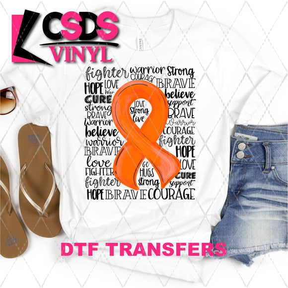 DTF Transfer - DTF001944 Orange Awareness Ribbon Word Art