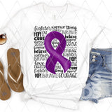 DTF Transfer - DTF001945 Purple Awareness Ribbon Word Art