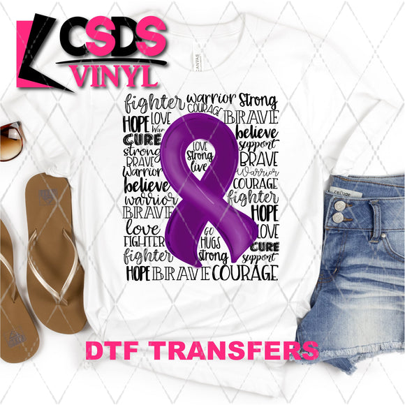 DTF Transfer - DTF001945 Purple Awareness Ribbon Word Art