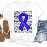 DTF Transfer - DTF001948 Blue Awareness Ribbon Word Art