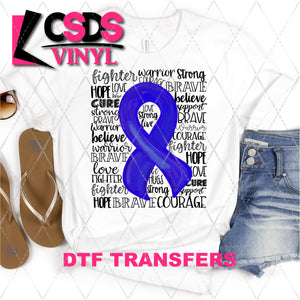 DTF Transfer - DTF001948 Blue Awareness Ribbon Word Art