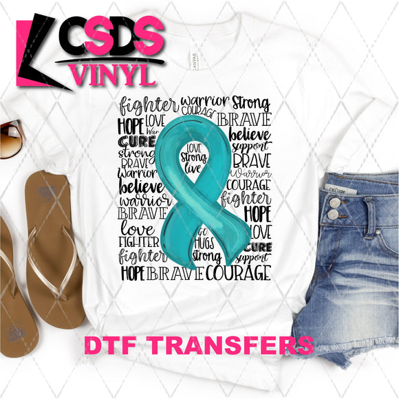 DTF Transfer - DTF001949 Teal Awareness Ribbon Word Art