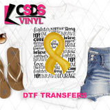 DTF Transfer - DTF001952 Gold Awareness Ribbon Word Art