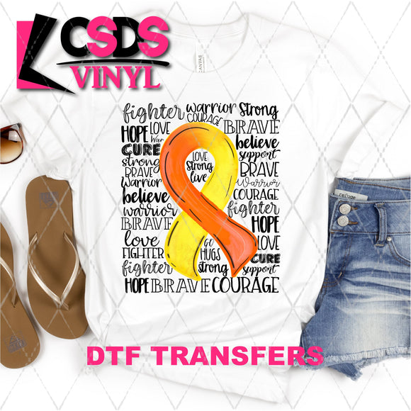 DTF Transfer - DTF001953 Orange & Yellow Awareness Ribbon Word Art