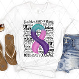 DTF Transfer - DTF001954 Pink Teal & Purple Awareness Ribbon Word Art