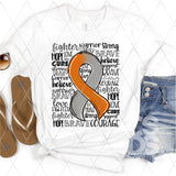 DTF Transfer - DTF001956 Grey & Orange Awareness Ribbon Word Art