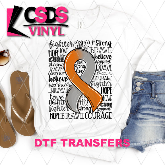 DTF Transfer - DTF001956 Grey & Orange Awareness Ribbon Word Art