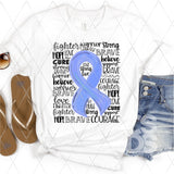 DTF Transfer - DTF001958 Periwinkle Awareness Ribbon Word Art