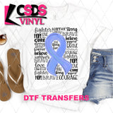 DTF Transfer - DTF001958 Periwinkle Awareness Ribbon Word Art