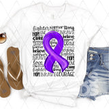 DTF Transfer - DTF001960 Bright Purple Awareness Ribbon Word Art