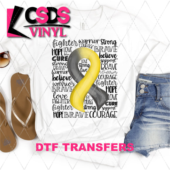 DTF Transfer - DTF001961 Grey & Yellow Awareness Ribbon Word Art
