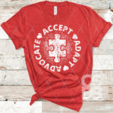 DTF Transfer - DTF002014 Accept Adapt Advocate Autism Awareness White
