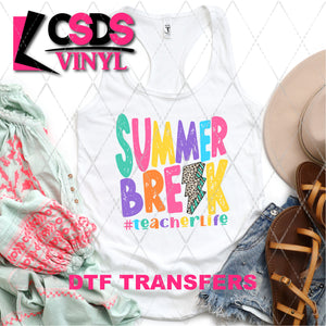 DTF Transfer - DTF002035 Summer Break #Teacherlife Leopard Lightning Bolt