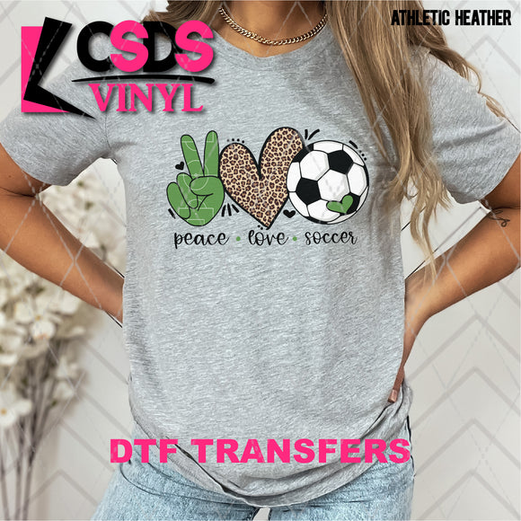 DTF Transfer - DTF002057 Peace Love Soccer Green Leopard