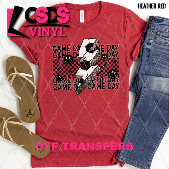 DTF Transfer - DTF002066 Soccer Game Day Smile & Lightning Bolt Stacked Word Art