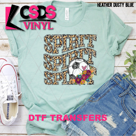 DTF Transfer - DTF002067 Soccer Spirit Stacked Word Art Leopard